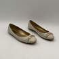 Womens Beige Leather Round Toe Comfort Slip-On Ballet Flats Size 7 image number 3