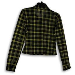 Womens Black Green Plaid Long Sleeve Collared Button-Up Shirt Size Small alternative image