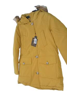 NWT Womens Yellow Fur Trim Long Sleeve Arctic Parka Jacket Size Large alternative image
