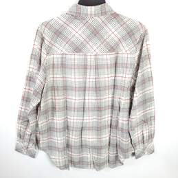 Foxcroft NYC Women Ivory Plaid Button Up Shirt Sz 10 NWT alternative image