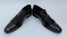 Dapperman Black Shiny Furred Sash Dress Loafers Men's Size 46 EU Men's Size 12 US