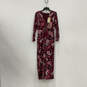 NWT Womens Purple Paisley Print Long Sleeve V-Neck One-Piece Jumpsuit Sz SM image number 1