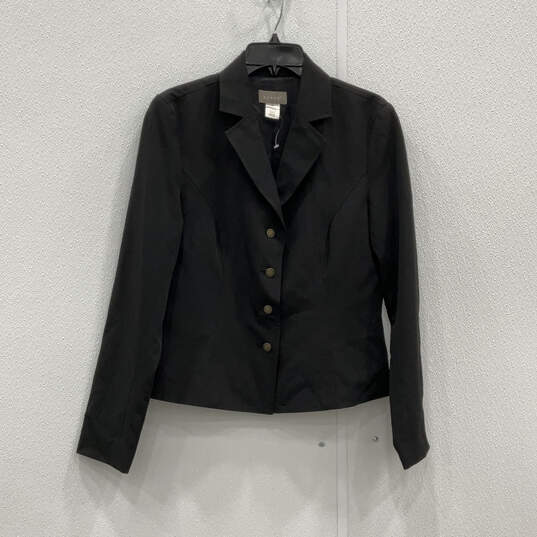 Womens Black Long Sleeve Notch Lapel Classic Four Button Blazer Size 10 image number 1