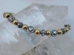 Artisan 925 Sterling Silver Cross Pendant Necklace Two Tone Beaded Bracelet & Rings 28.5g alternative image
