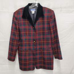 VTG Pendleton WM's Red Plaid Tartan Wool Blazer Size 8