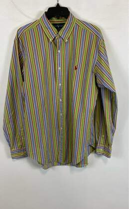 Ralph Lauren Mens Multicolor Cotton Striped Classic Fit Button Down Shirt Size L
