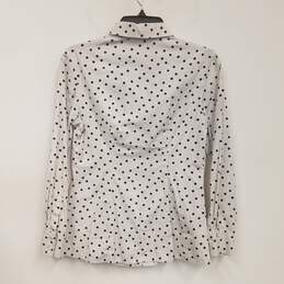Womens Black White Polka Dots Long Sleeve Collared Button Up Shirt Size S alternative image