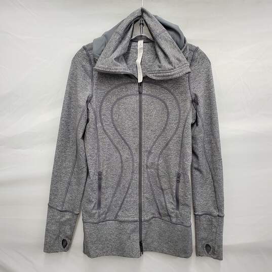 Lululemon Athletic WM's Heathered Gray Stride Jacket with Thumbholes Size 4 image number 1