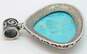 Barse 925 Southwestern Composite Turquoise Cabochon Scrolled Overlay Teardrop Statement Pendant 50.8g image number 6