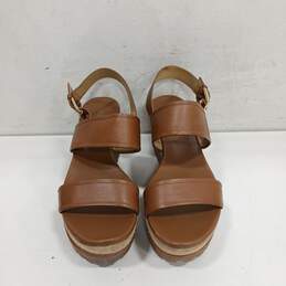 Michael Kors Marlon Brown Leather Platform Sandals Women's Size 8.5M