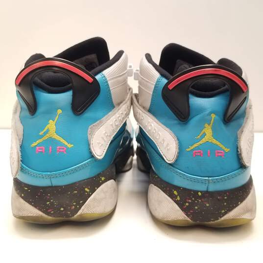 Air Jordan 6 Rings Blue Fury Cyber Pink Athletic Shoes Men's Size 10.5 image number 7