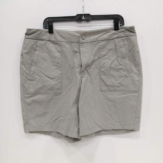 Womens Gray Flat Front Slash Pocket Stretchable Zip Chino Shorts Size XL image number 1