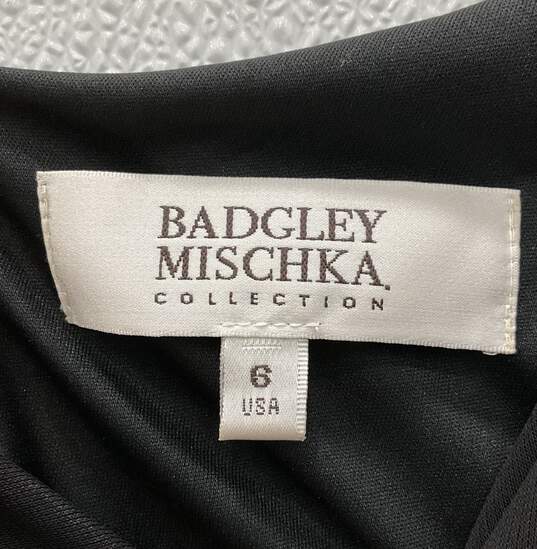 Badgley Mischka Collection One Shoulder Black Midi Dress image number 4
