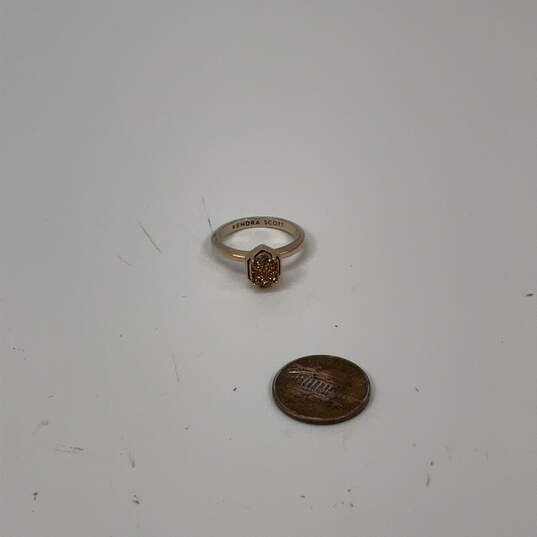 Designer Kendra Scott Gold-Tone Drusy Stone Round Band Ring w/ Dust Bag image number 2