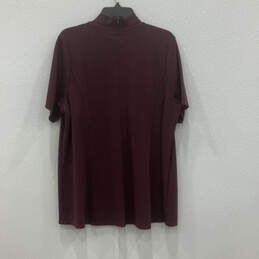 Womens Burgundy Ponte Short Sleeve Turtleneck Pullover T Shirt Size 1X alternative image