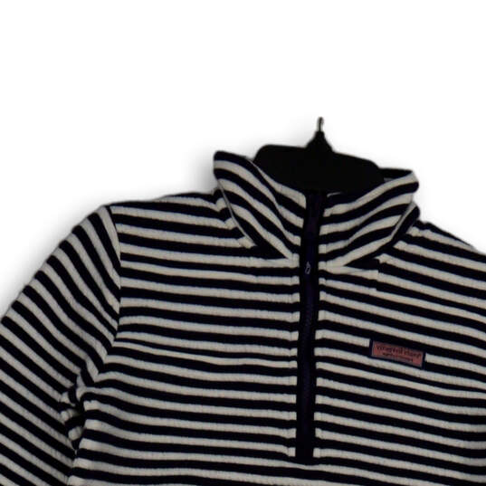 Womens Blue White Striped Long Sleeve 1/4 Zip Sankaty Shep Shirt Size XXS image number 3