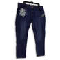 Womens Blue Denim Medium Wash Stretch Pocket Straight Leg Ankle Jeans Sz 24 image number 1