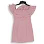 Womens Pink Ruffle Square Neck Modern Back Zip Mini Shift Dress Size Small image number 2