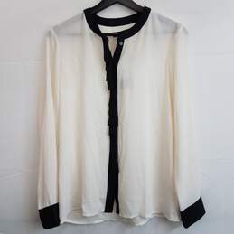 Banana Republic black and white long sleeve button up blouse XS
