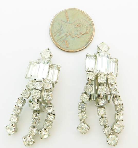Vintage Silver Tone Clear Rhinestone Costume Jewelry 46.1g image number 2