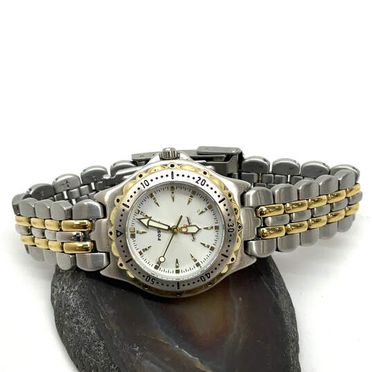 Designer Fossil PR5009 Two-Tone Analog White Round Dial Quartz Wristwatch image number 3