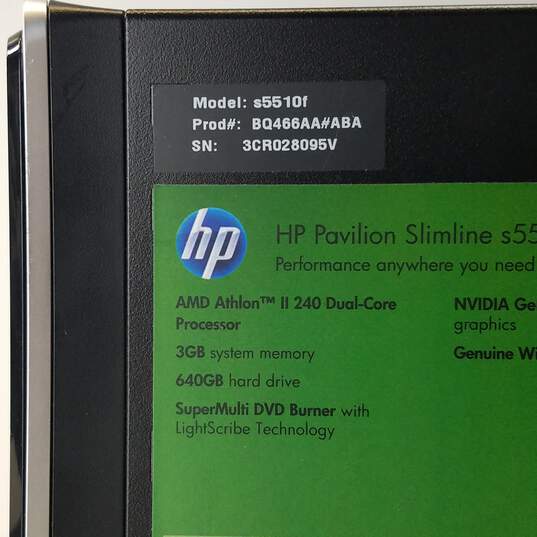 HP Pavilion Slimline a5510f PC Desktop - For Parts image number 9