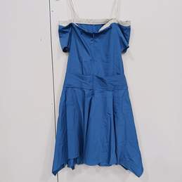 Halston Heritage Women's Blue Off the Shoulder Poplin Dress Size 2 NWt alternative image