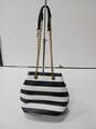 Betsy Johnson Black & White Striped Purse w/ Pink Bow image number 5