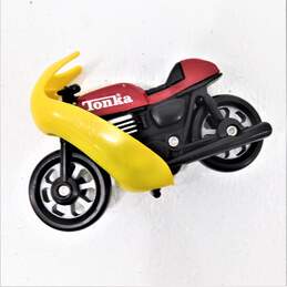 Vintage 1979 TONKA Corp. Red & Yellow MOTORCYCLE Toy With Kickstand, Hong Kong