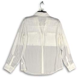 NWT Express Womens White Striped Long Sleeve Sheer Button-Up Shirt Size Medium alternative image