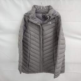 The North Face 550 Gray Zip Up Hooded Goose Down Puffer Jacket Women's Size XL