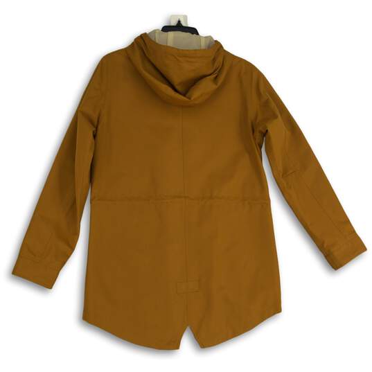 Womens Orange Long Sleeve Hooded Full-Zip Parka Jacket Size Small image number 2