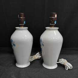 Pair of Floral White Ceramic Lamps alternative image
