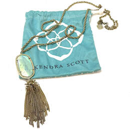 Designer Kendra Scott Gold-Tone Dichroic Glass Pendant Necklace w/ Dust Bag
