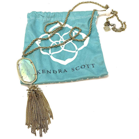 Designer Kendra Scott Gold-Tone Dichroic Glass Pendant Necklace w/ Dust Bag image number 1