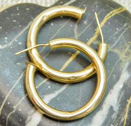 14k Yellow Gold Puffy Post Back Hoop Earrings 3.2g alternative image