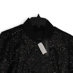 NWT Womens Black Sequins Long Sleeve Full-Zip Bomber Jacket Size S alternative image