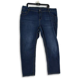 Womens Blue Denim Pockets Medium Wash Slim Fit Skinny Leg Jeans Size 22