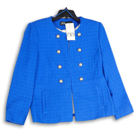 NWT Womens Blue Long Casual Sleeve Welt Pocket Jacket Size X-Large image number 1