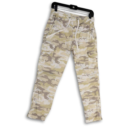 Womens Multicolor Camouflage Drawstring Elastic Waist Cargo Pants Size S image number 1