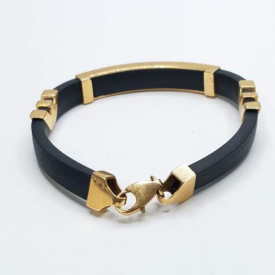 Armani 14K Gold Black Rubber Bracelet 20.8g image number 5