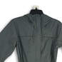 Womens Gray Long Sleeve Drawstring Hooded Full-Zip Raincoat Size Large image number 3