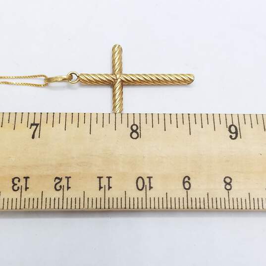 14K Gold Twist Cross Pendant Necklace 3.2g image number 8