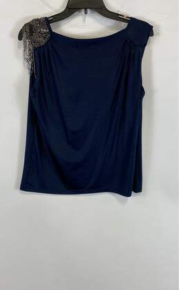 Nichii Womens Blue Beaded Sleeveless Cowl Neck Blouse Top Size XL alternative image