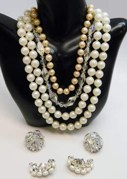 Vintage Aurora Borealis Faux Pearl Costume Jewelry 173.0g