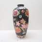 Oriental Porcelain Table Vase  14 in High  Floral Motif /Black image number 1
