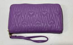 Betsey Johnson Purple Quilted Zip Around Envelope Card Wallet Wristlet alternative image