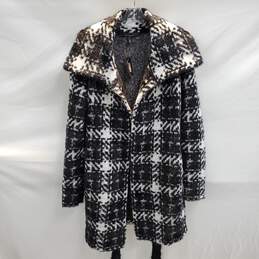 White House Black Market Long Sleeve Plaid Sweater Coat NWT Size M