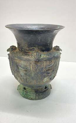 Oriental Bronzeware11.5 inch Tall Archaistic Vessel Decorative Metal Vase alternative image
