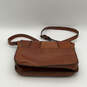 Womens Brown Leather Inner Zip Pocket Adjustable Strap Snap Crossbody Bag image number 3